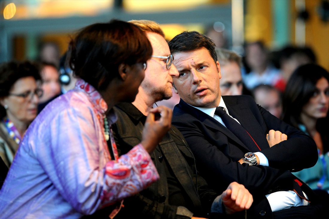 Bono Vox con Matteo Renzi a Expo2015: le foto