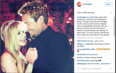 Avril Lavigne: addio al marito Chad Kroeger