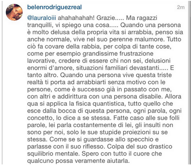 Nina Moric: “Belén sembra un trans brutto”