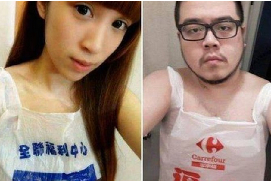 Da Taiwan la moda social di vestirsi coi sacchetti della spesa Da Taiwan la moda social di vestirsi coi sacchetti della spesa
