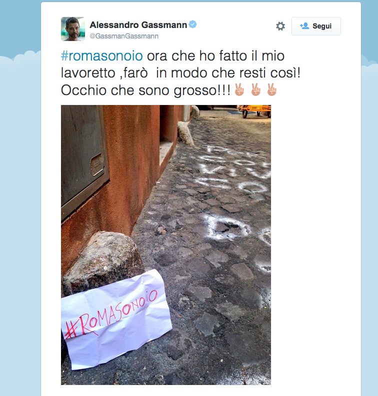 #romasonoio: Alessandro Gassmann ripulisce Roma #romasonoio: Alessandro Gassmann ripulisce Roma