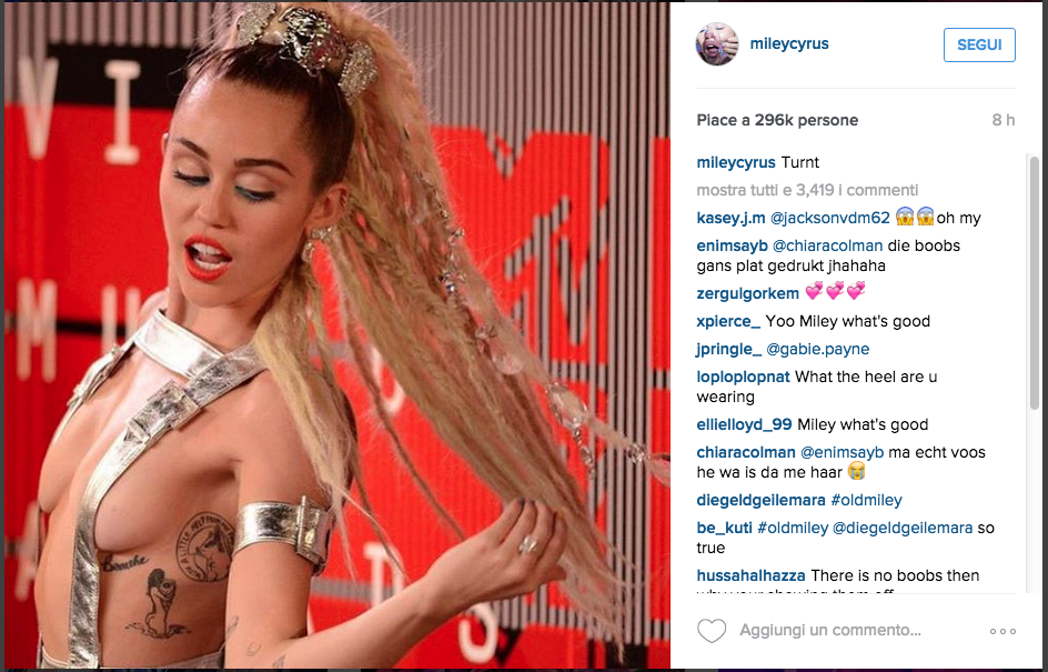 Miley Cyrus sempre più scandalosa su Instagram Miley Cyrus sempre più scandalosa su Instagram
