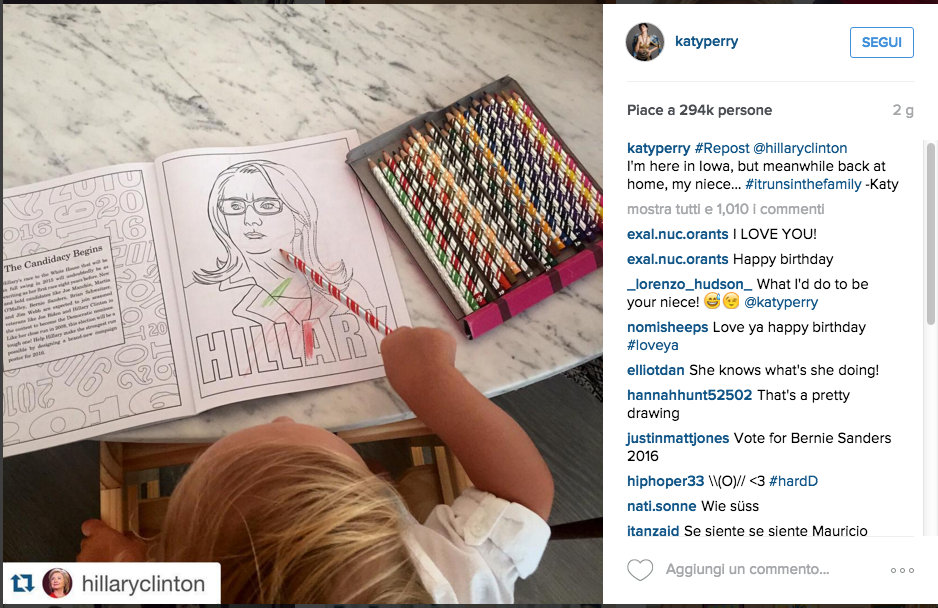 Katy Perry scende in campo per Hillary Clinton Katy Perry scende in campo per Hillary Clinton