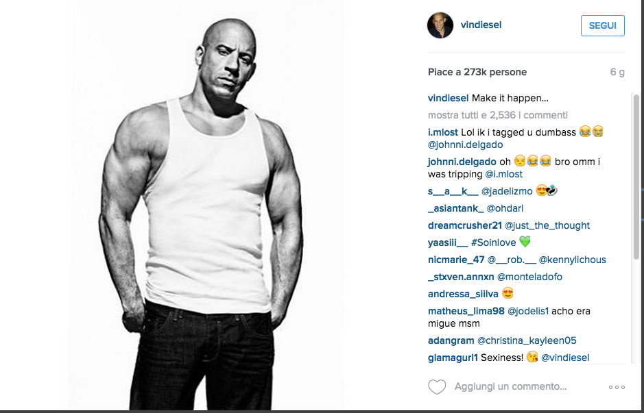 Vin Diesel: “Fuori forma a chi?” Vin Diesel: “Fuori forma a chi?”