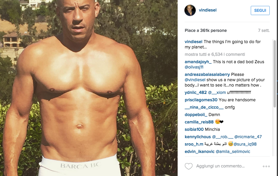Vin Diesel: “Fuori forma a chi?” Vin Diesel: “Fuori forma a chi?”