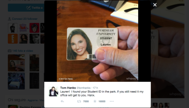 Tom Hanks a caccia di una studentessa distratta