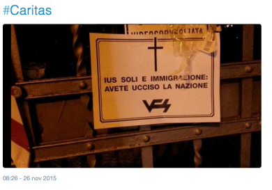 Caritas, blitz degli skinheads contro l’accoglienza ai migranti