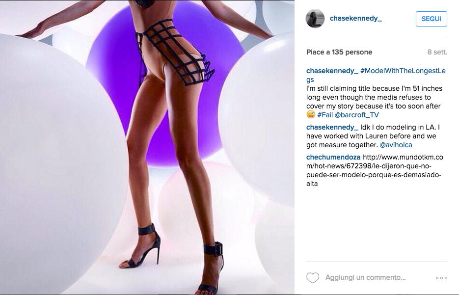 Chase Kennedy, la modella con le gambe più lunghe d’America Chase Kennedy, la modella con le gambe più lunghe d’America