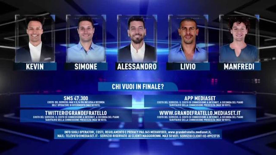Grande Fratello 14: in cinque si contendono il primo posto da finalista