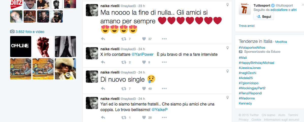 Yari Carrisi e Naike Rivelli: storia d’amore al capolinea Yari Carrisi e Naike Rivelli: storia d’amore al capolinea