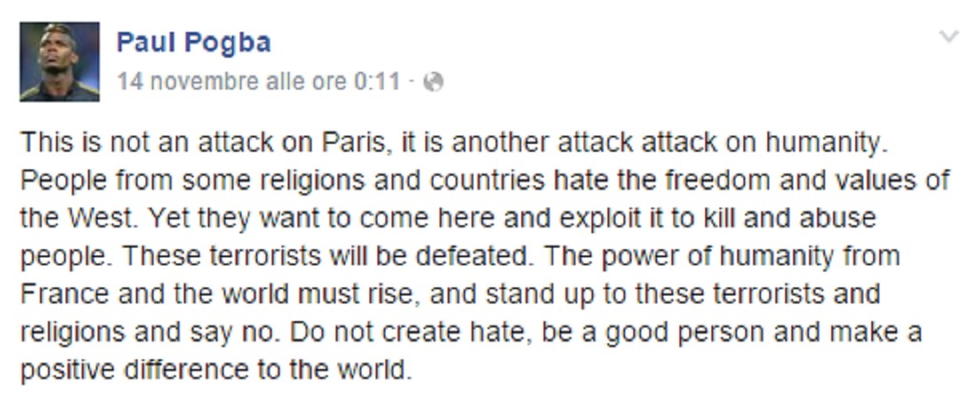 Strage di Parigi: la solidarietà dei calciatori musulmani alle vittime Strage di Parigi: la solidarietà dei calciatori musulmani alle vittime
