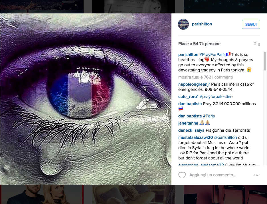 #PrayforParis, la solidarietà laica dello showbiz