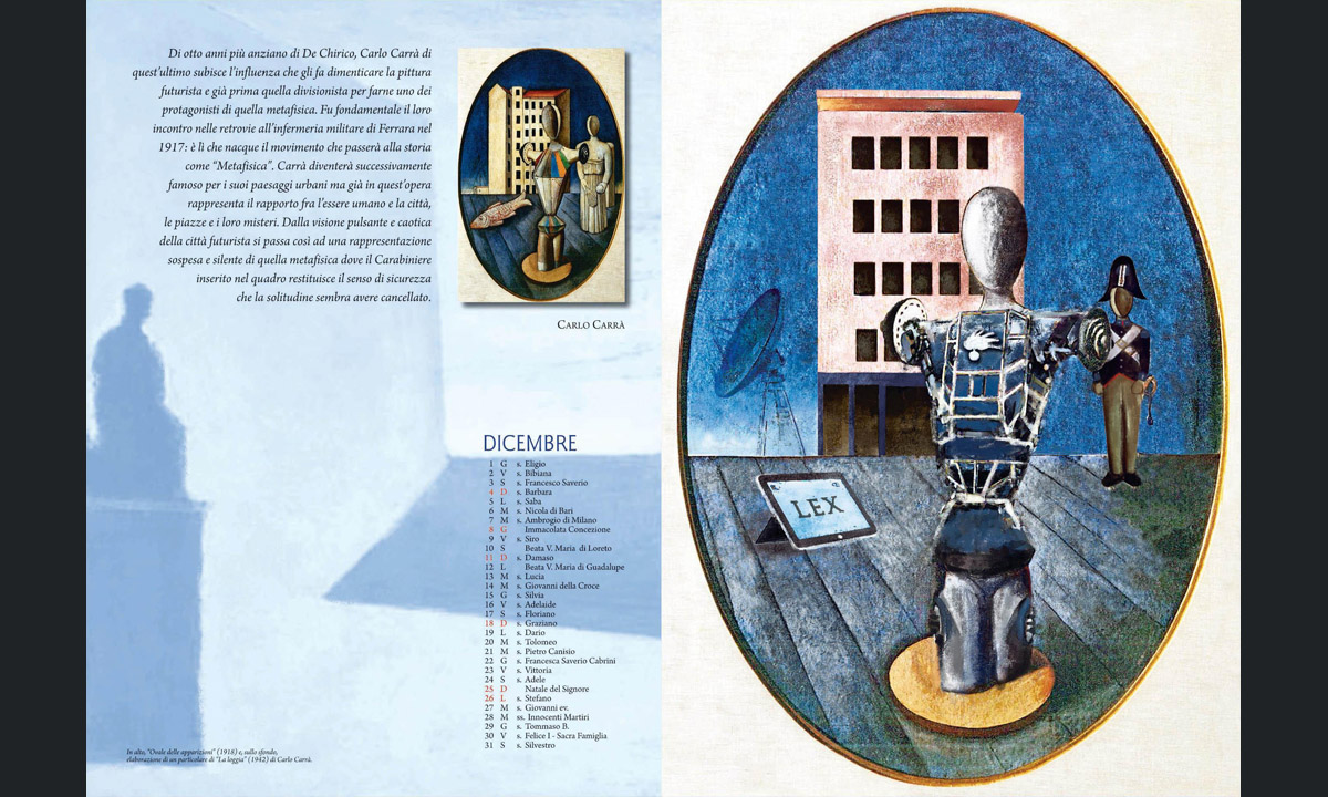 Il calendario dei Carabinieri 2016: l’Arma e le arti