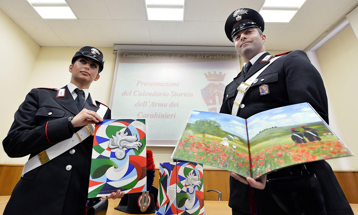 Il calendario dei Carabinieri 2016: l’Arma e le arti