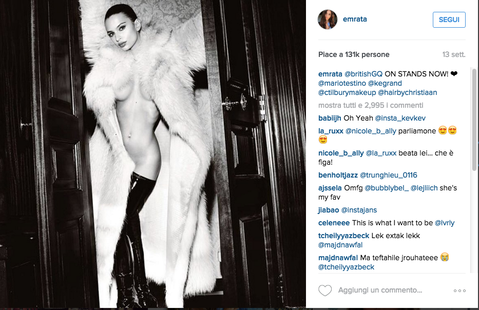 Emily Ratajkowski, nuda per sbaglio sui social