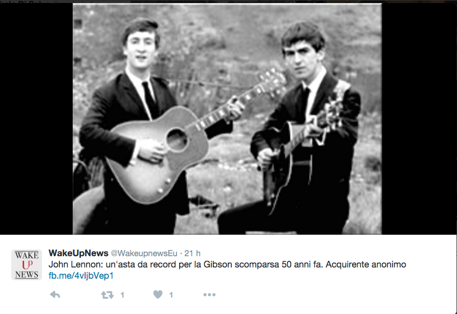 La chitarra scomparsa di John Lennon è stata battuta all’asta