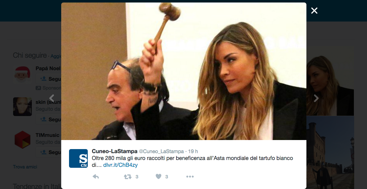 Tartufo bianco da record all’asta mondiale