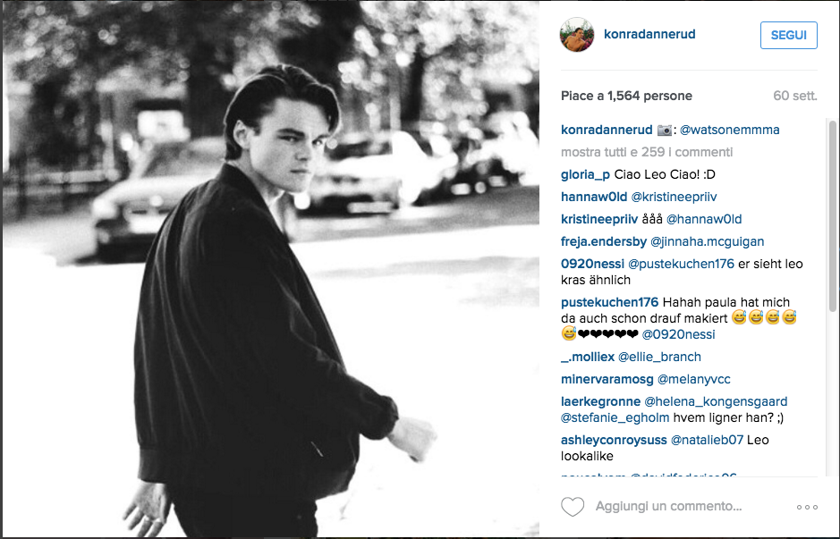 Konrad Annerud, il sosia di Di Caprio da giovane