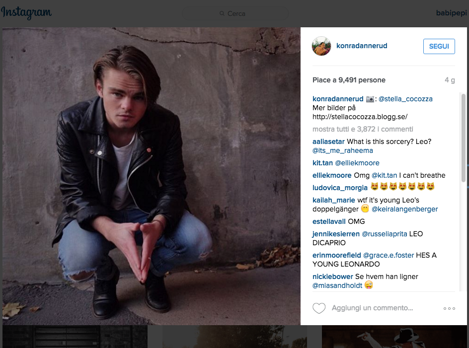 Konrad Annerud, il sosia di Di Caprio da giovane