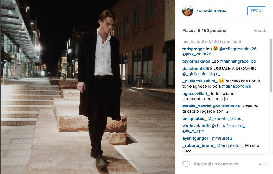 Konrad Annerud, il sosia di Di Caprio da giovane