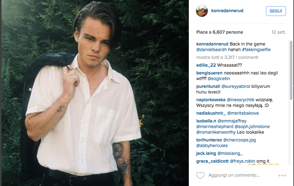 Konrad Annerud, il sosia di Di Caprio da giovane