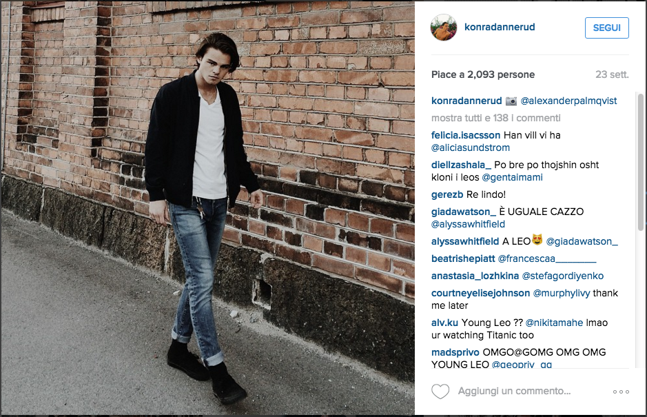 Konrad Annerud, il sosia di Di Caprio da giovane