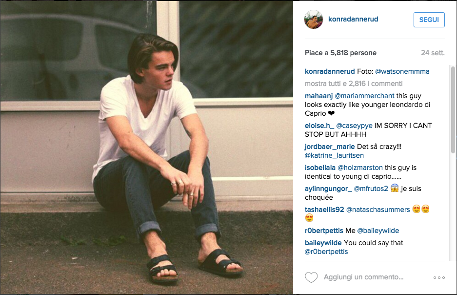 Konrad Annerud, il sosia di Di Caprio da giovane