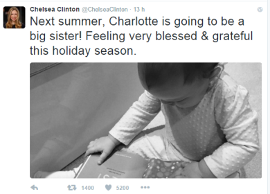 Hillary Clinton sarà nonna bis