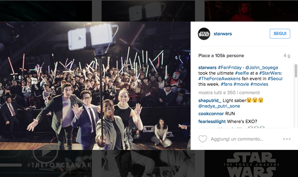 Star Wars, il risveglio della forza: promozione social per il film Star Wars, il risveglio della forza: promozione social per il film