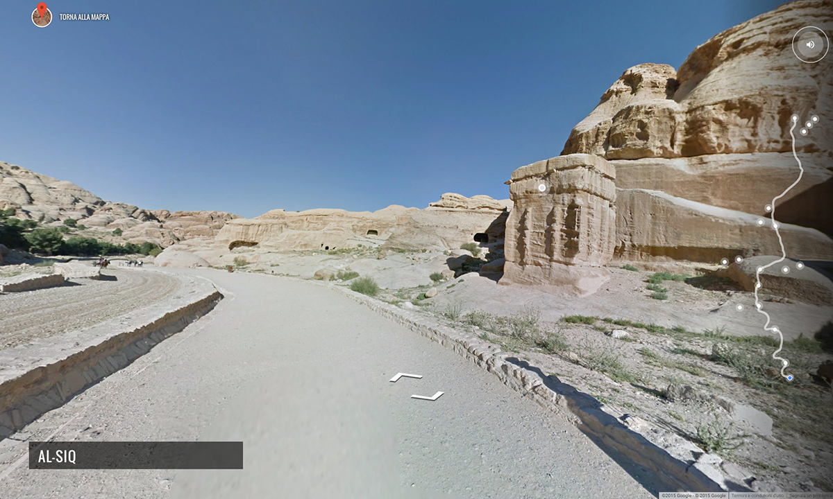 Google Street View tra le rovine di Petra, Giordania