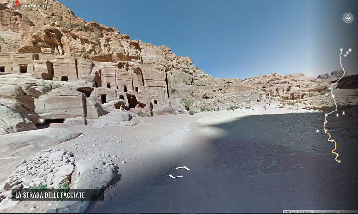 Google Street View tra le rovine di Petra, Giordania