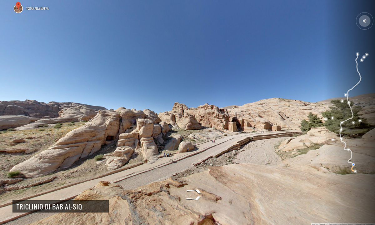 Google Street View tra le rovine di Petra, Giordania