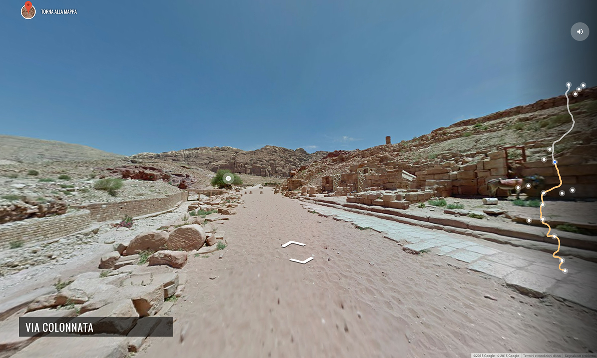 Google Street View tra le rovine di Petra, Giordania
