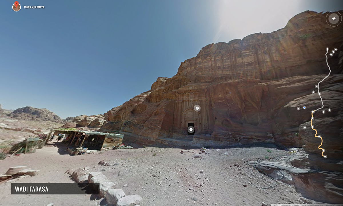 Google Street View tra le rovine di Petra, Giordania