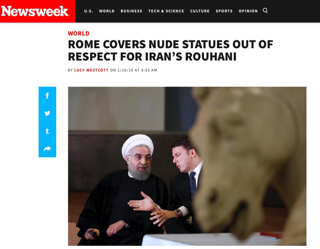 Statue coperte per Rohani, è caccia alla responsabile