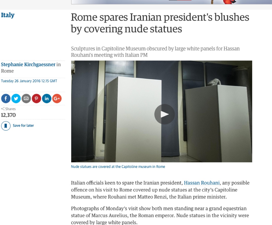 Statue coperte per Rohani, è caccia alla responsabile