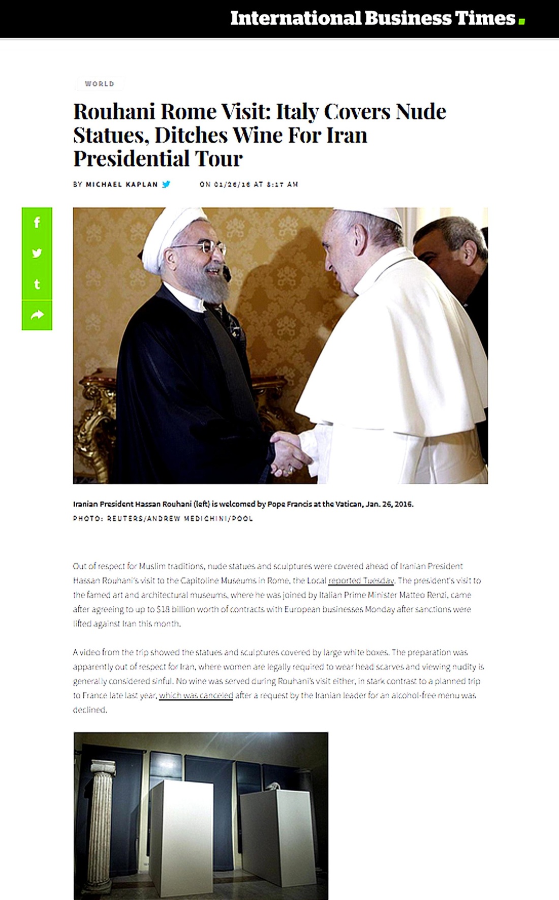 Statue coperte per Rohani, è caccia alla responsabile