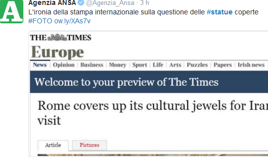 L’ironia social sulle #Statue coperte per la visita di Rohani