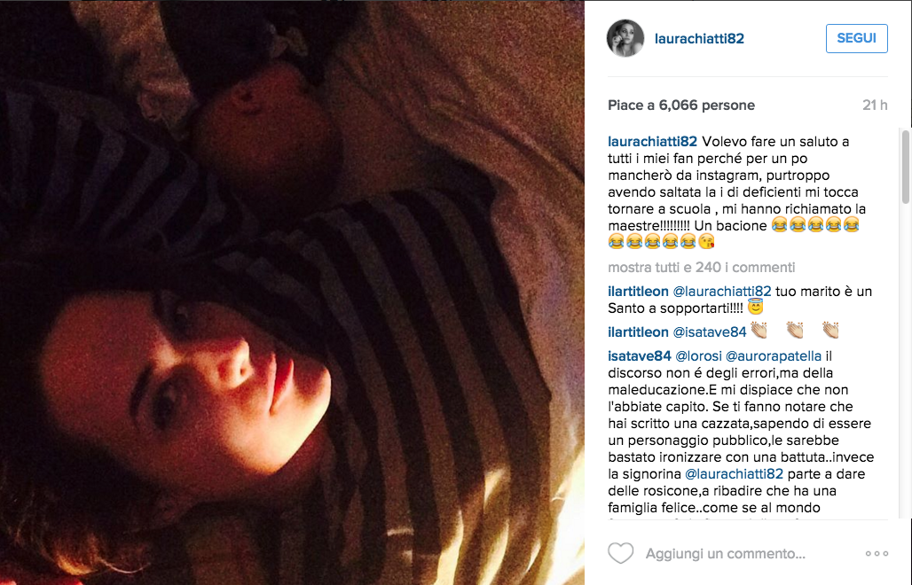 Laura Chiatti lascia Instagram per colpa dei defic(i)enti Laura Chiatti lascia Instagram per colpa dei defic(i)enti