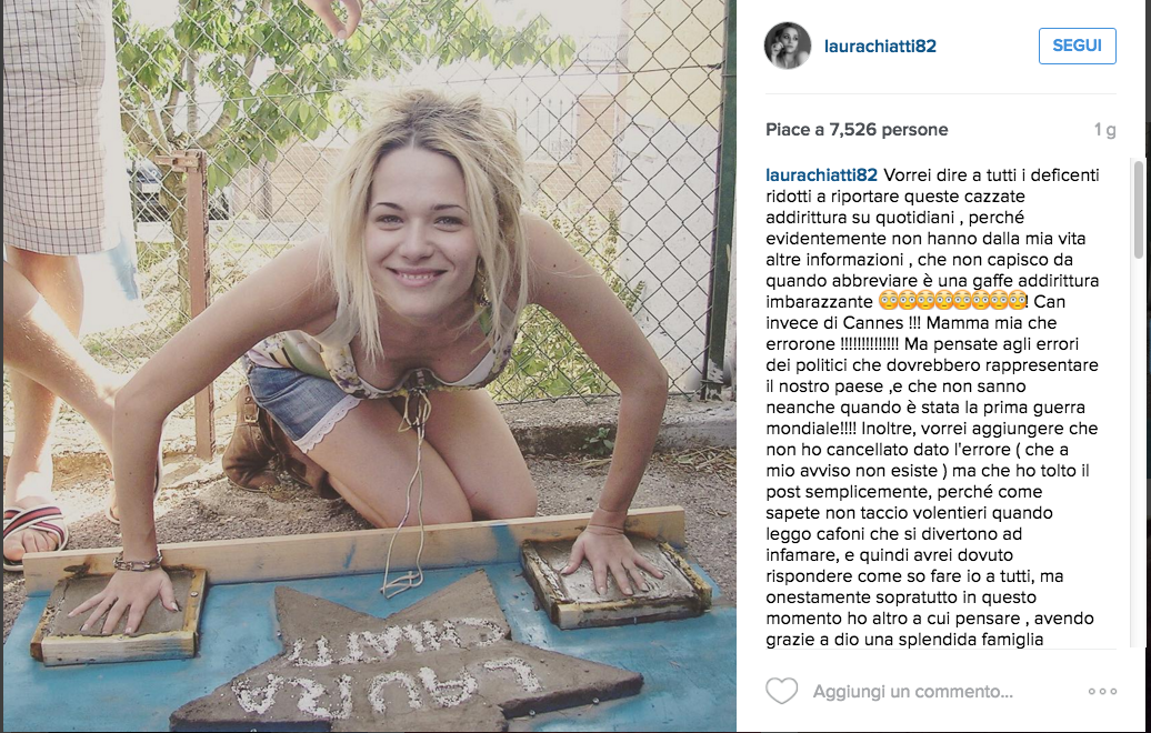 Laura Chiatti lascia Instagram per colpa dei defic(i)enti Laura Chiatti lascia Instagram per colpa dei defic(i)enti