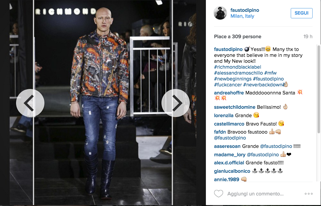 Fausto: dopo la chemio di nuovo in passerella per amore della vita Fausto: dopo la chemio di nuovo in passerella per amore della vita