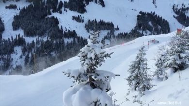 La Red Bull di Verstappen sulla neve