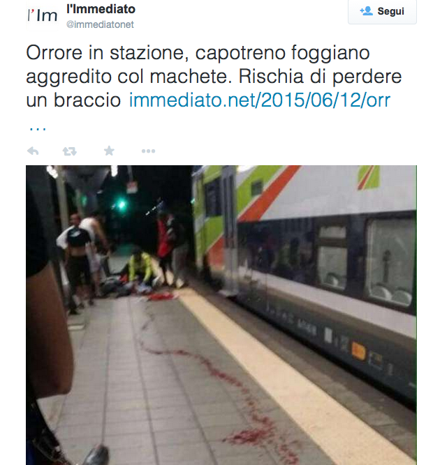 Capotreno aggredito con il machete, condanne fino a 16 anni