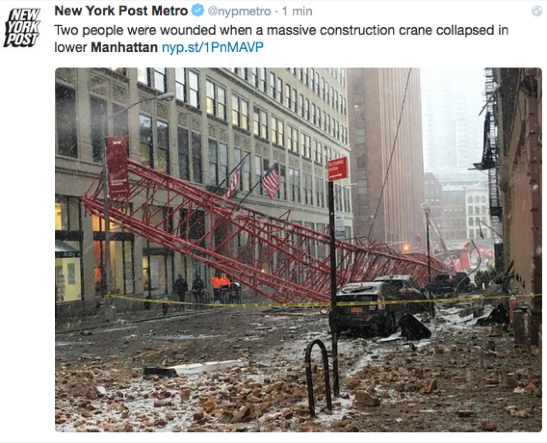 Manhattan, crolla una gru, almeno un morto – FOTO e VIDEO