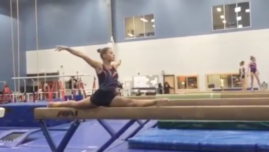 L’incredibile salto sulla trave della ginnasta