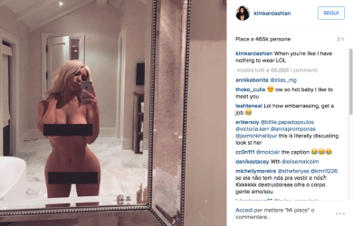 Kim Kardashian nuda su Instagram