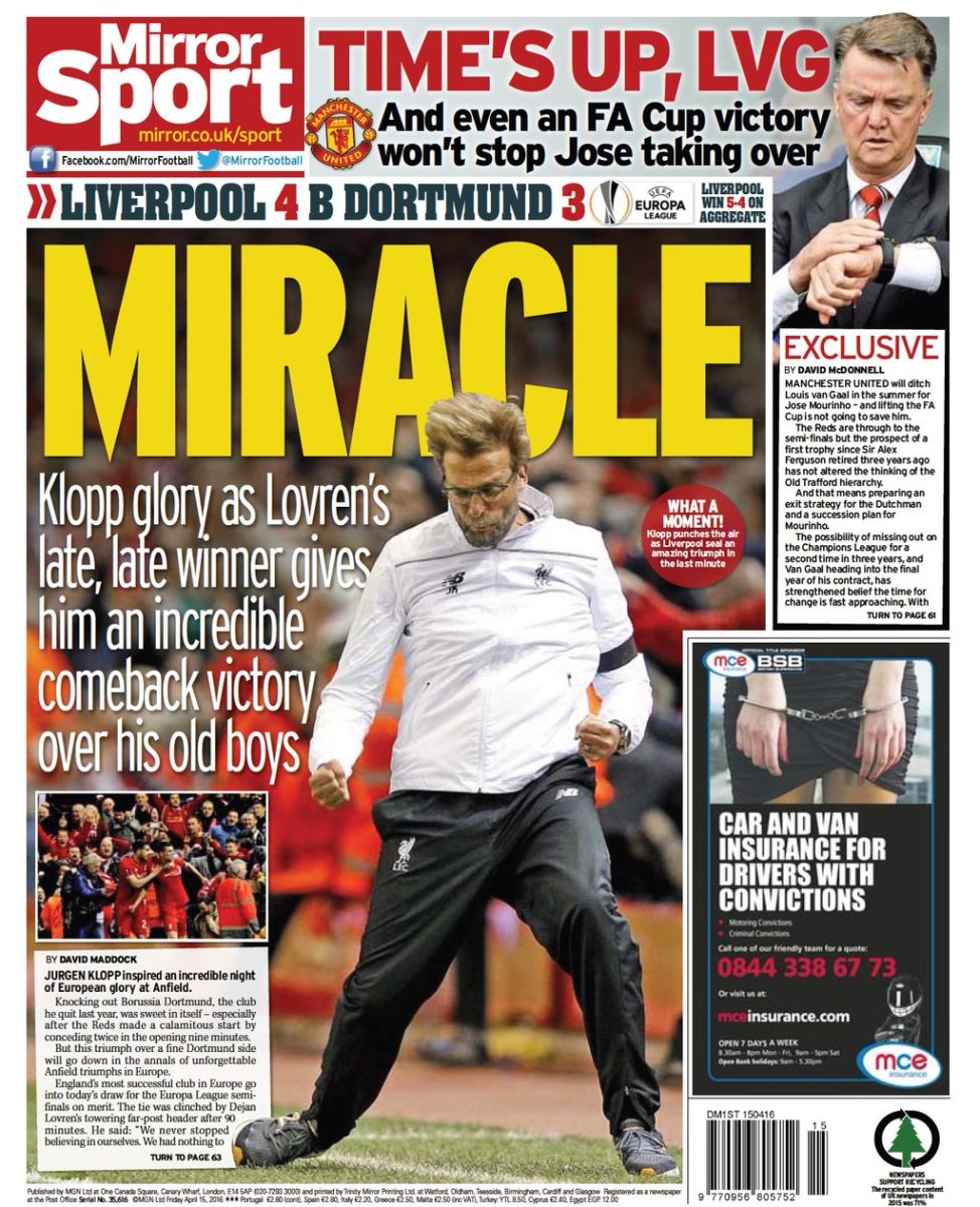 Liverpool, storica rimonta e i giornali evocano lo spirito di Istanbul Liverpool, storica rimonta e i giornali evocano lo spirito di Istanbul