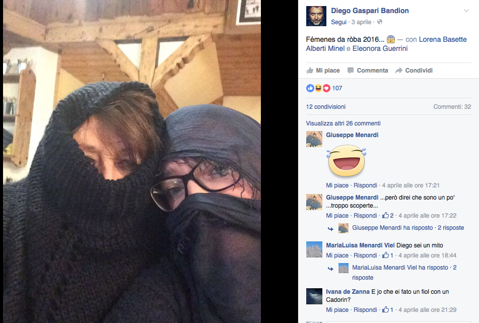 A Cortina D’Ampezzo donne velate per protesta A Cortina D’Ampezzo donne velate per protesta