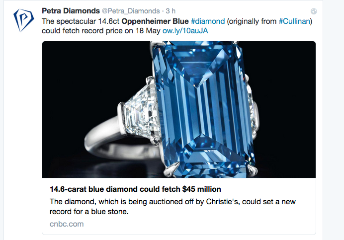 Il mitico diamante Oppenheimer Blue all’asta da Christie’s