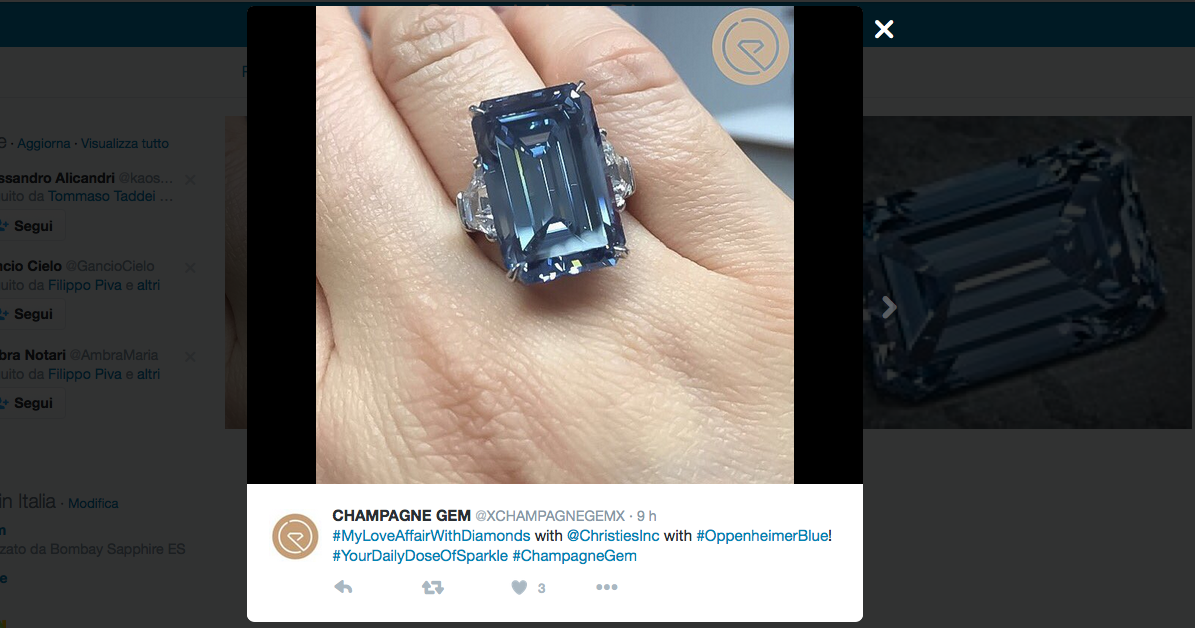 Il mitico diamante Oppenheimer Blue all’asta da Christie’s